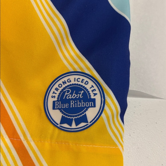 PABST TWO Piece set Hawaiian shirt and board shirts yellow blue size medium - Picture 9 of 11